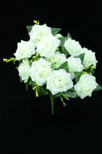 Ivory with a Slight Green Tint Open Rose Bush x12  (Lot of 8) SALE ITEM